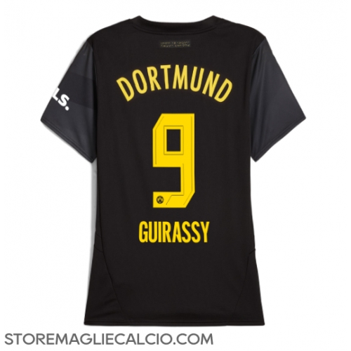 Borussia Dortmund Serhou Guirassy #9 Maglia Gara Trasferta Repliche 2024-25 Donna Maniche Corte Borussia Dortmund Serhou Guirassy #9 Maglia Gara Trasferta Repliche 2024-25 Donna Maniche Corte